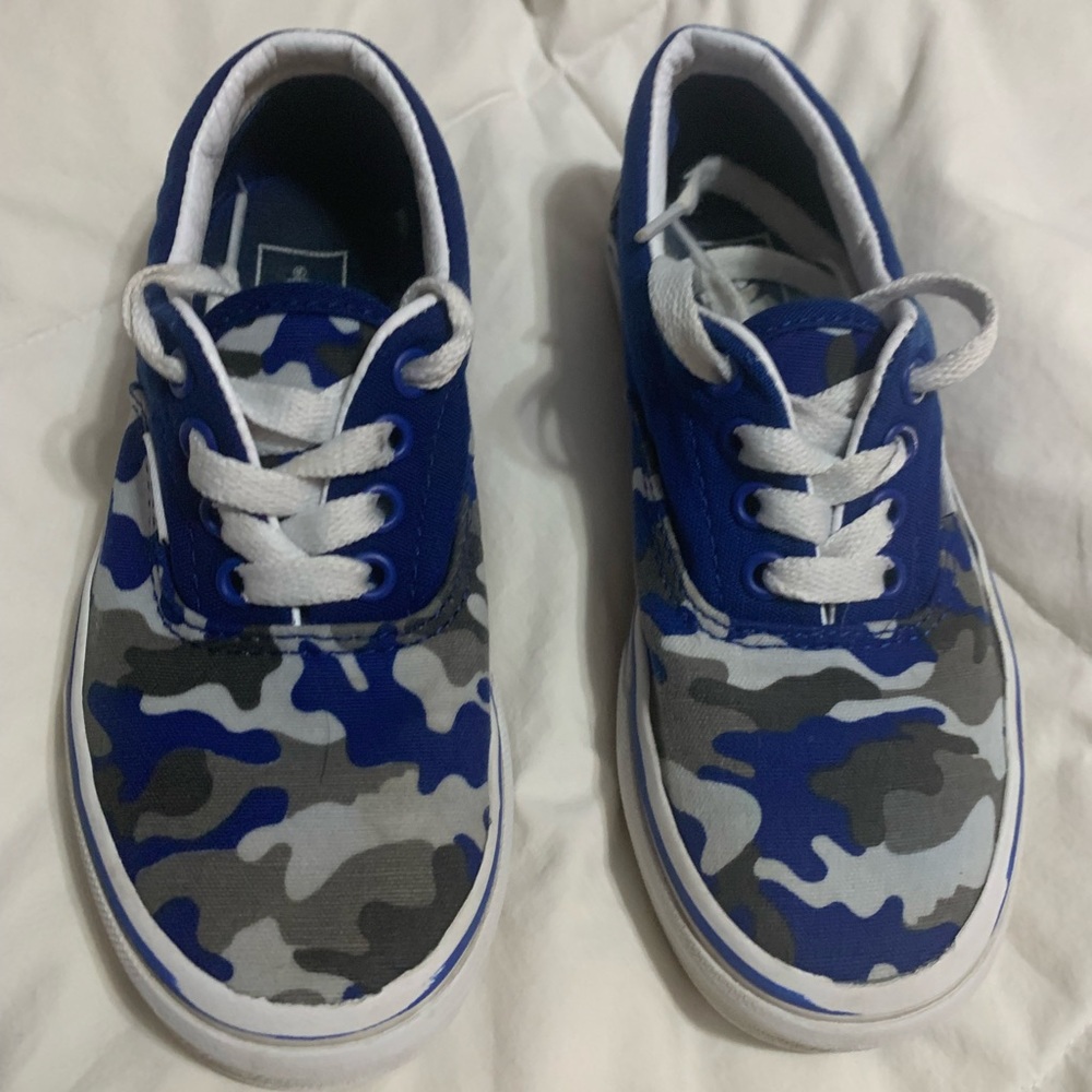 Vans Kids Blue and Gray Camo Shoes